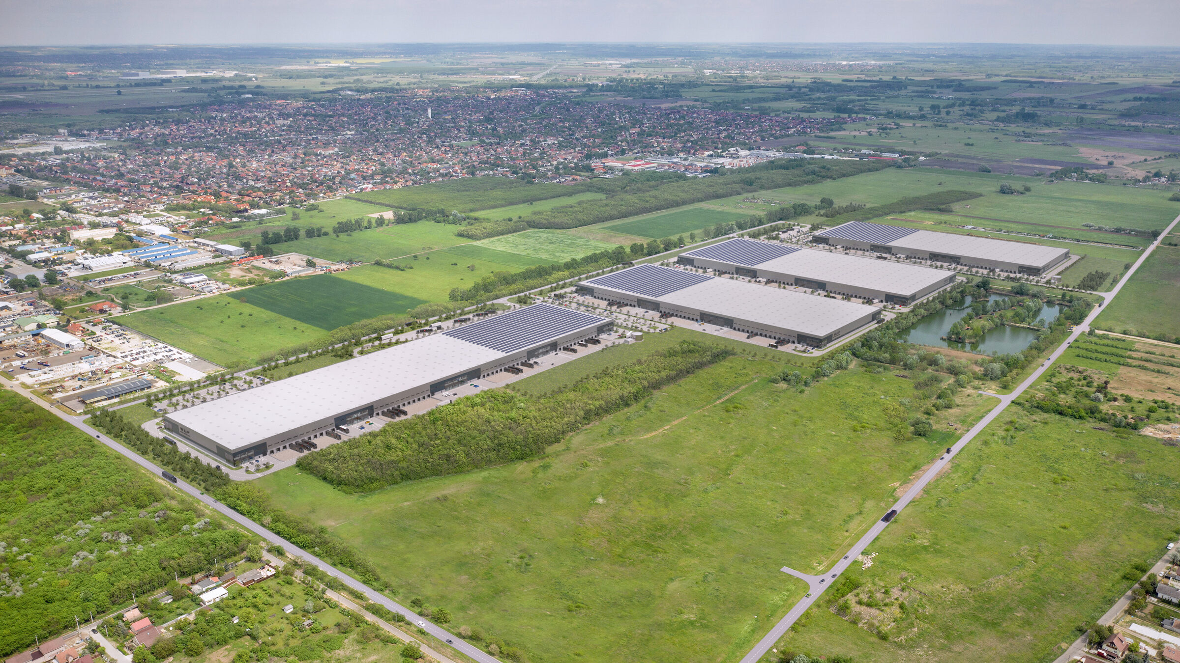 WLP Vecsés Airport logisztikai park – légifotó